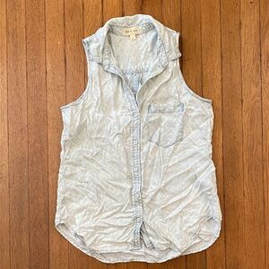 Cloth and stone Ikat Light Blue Sleeveless Button-Up Shirt